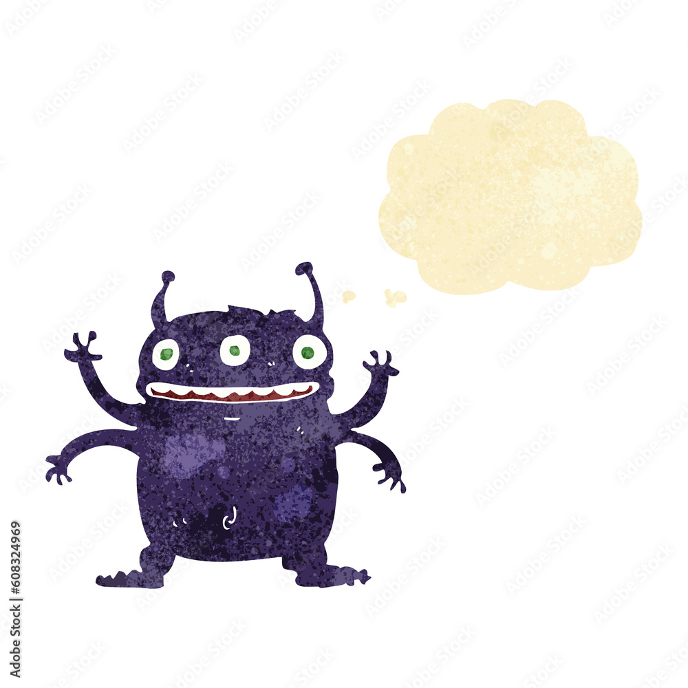 cartoon alien monster with thought bubble cartoon alien monster with thought bubble