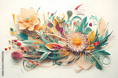 medical industry, medical industry trends, healthcare, marketing, in the style of intricate, delicate flower and garden paintings, 3d