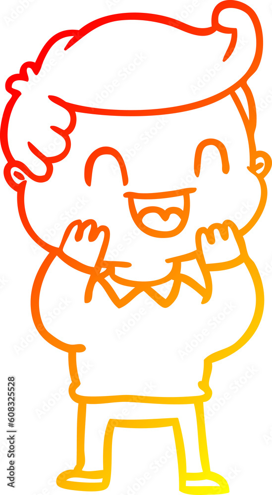 warm gradient line drawing of a cartoon happy man warm gradient line drawing of a cartoon happy man