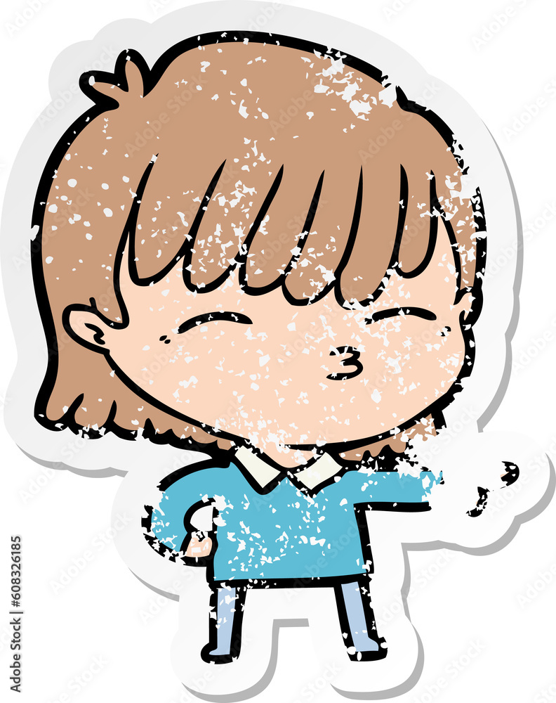 Fototapeta premium distressed sticker of a cartoon woman