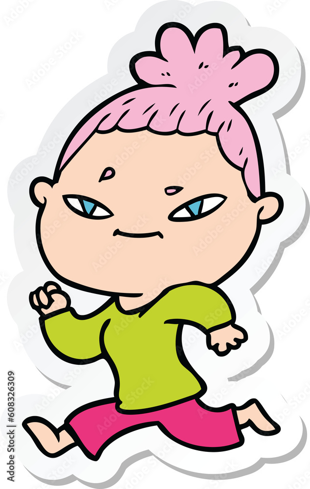 sticker of a cartoon woman sticker of a cartoon woman