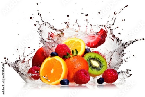 stock photo of mix fruit drop to water with splash Food Photography