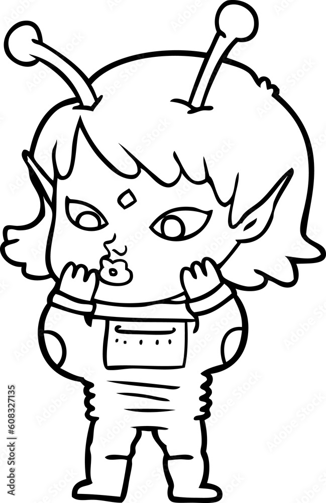 pretty cartoon nervous alien girl pretty cartoon nervous alien girl