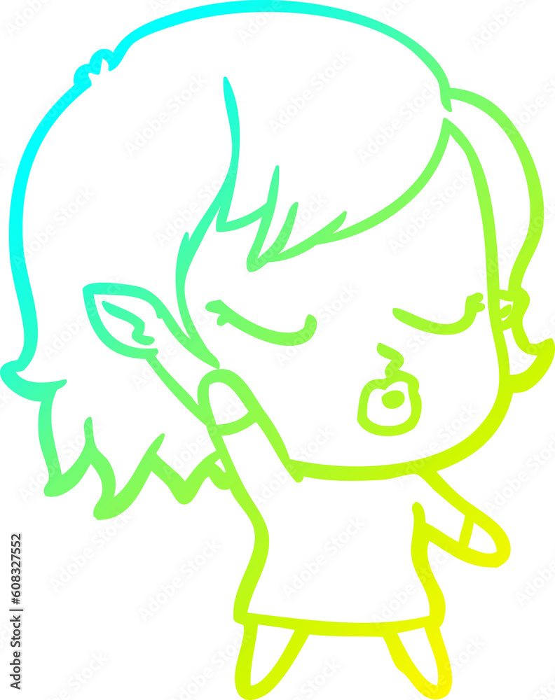 cold gradient line drawing of a cute cartoon vampire girl cold gradient line drawing of a cute cartoon vampire girl