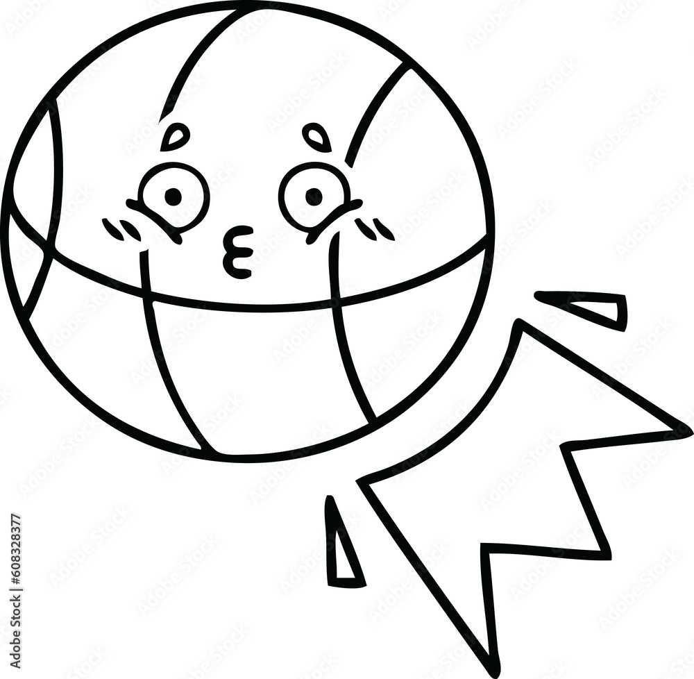 Obraz premium line drawing cartoon of a basketball