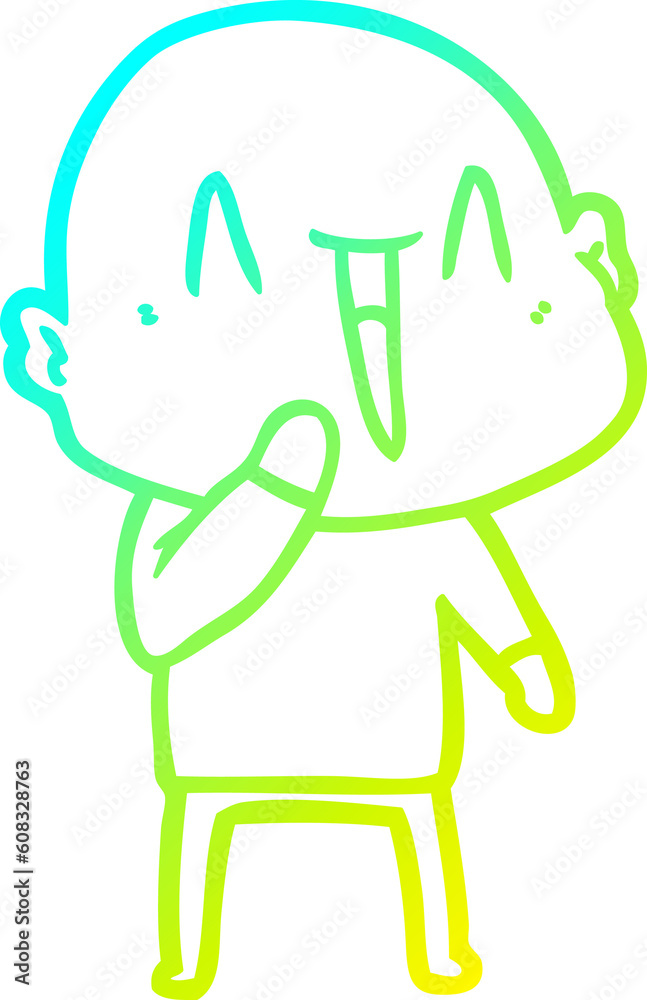 cold gradient line drawing of a happy cartoon bald man cold gradient line drawing of a happy cartoon bald man
