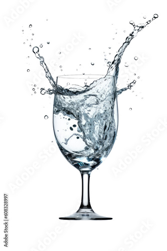 sparkling water splashing in a glass isolated on a transparent background