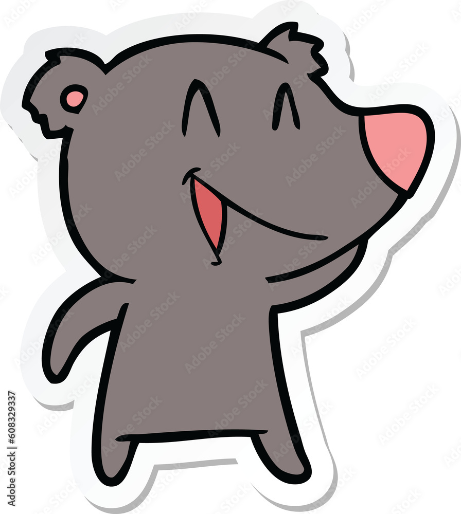 Fototapeta premium sticker of a laughing bear cartoon