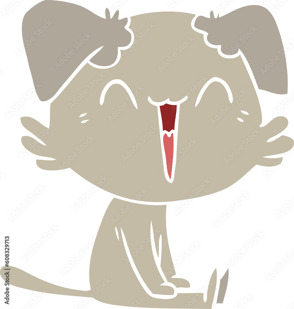 Obraz premium happy little dog flat color style cartoon