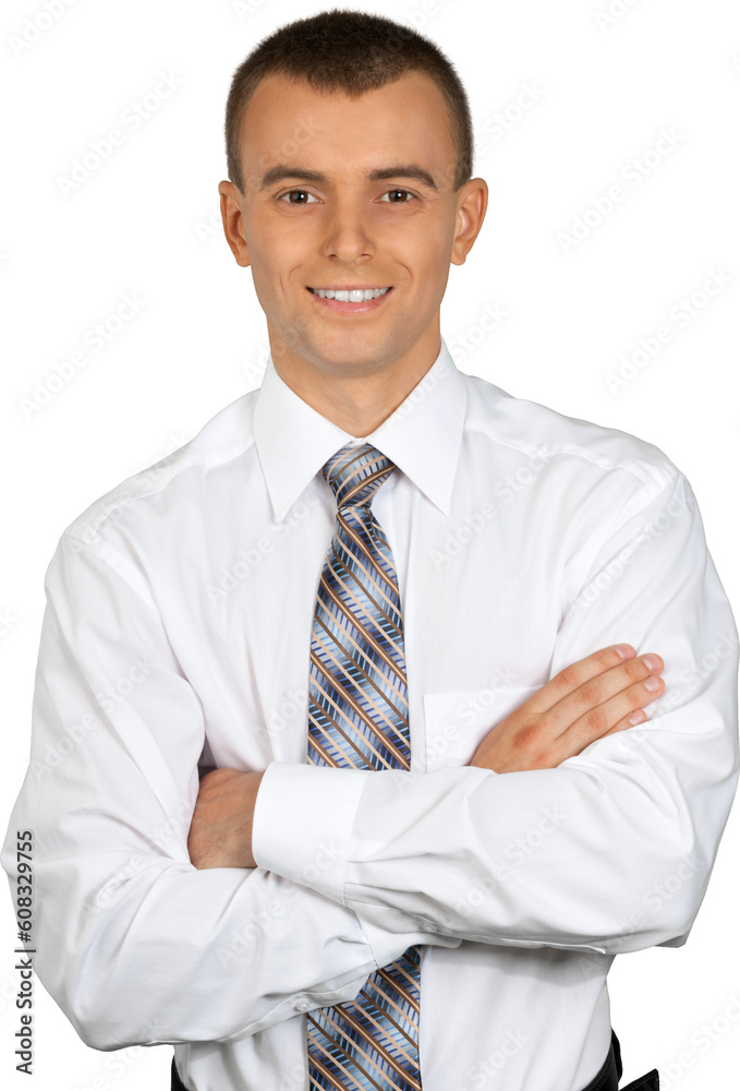 Smiling Young Businessman with Arms Folded - Isolated Smiling Young Businessman with Arms Folded - Isolated