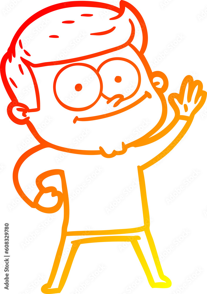 warm gradient line drawing of a cartoon happy man warm gradient line drawing of a cartoon happy man