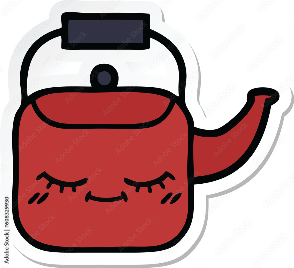 sticker of a cute cartoon kettle sticker of a cute cartoon kettle