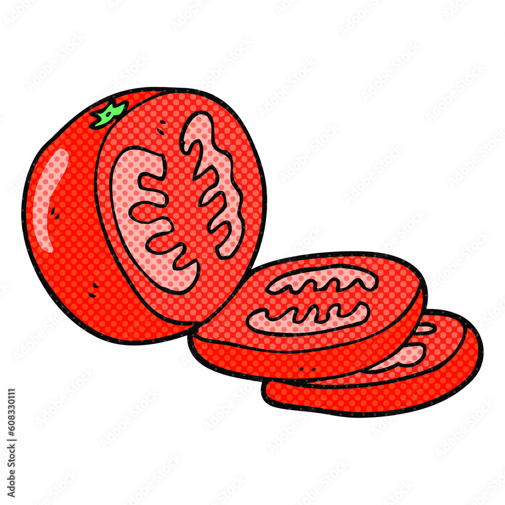freehand drawn cartoon sliced tomato