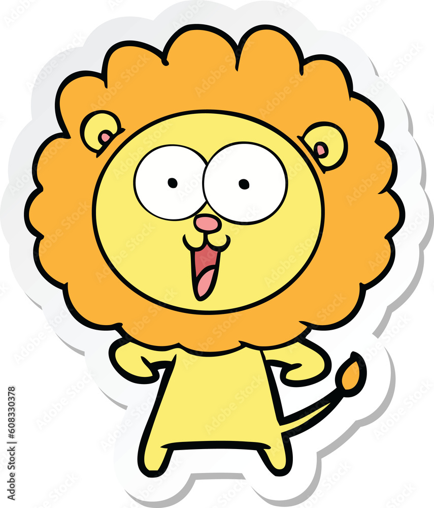 sticker of a happy cartoon lion sticker of a happy cartoon lion