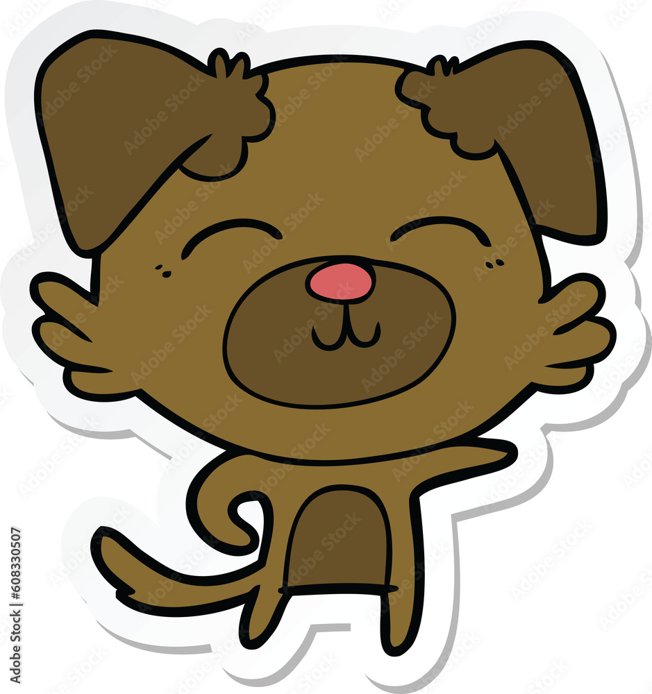 sticker of a cartoon dog pointing sticker of a cartoon dog pointing