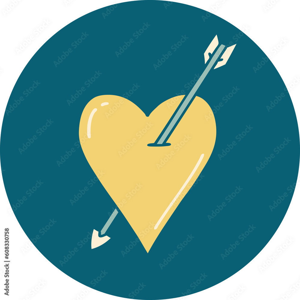 iconic tattoo style image of an arrow and heart iconic tattoo style image of an arrow and heart
