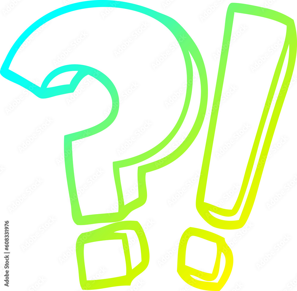 cold gradient line drawing of a cartoon question mark and exclamation mark cold gradient line drawing of a cartoon question mark and exclamation mark