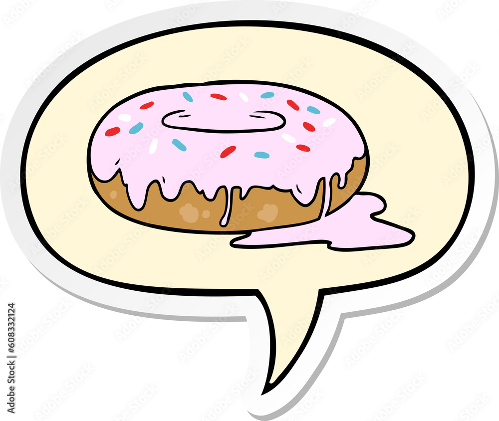 cartoon donut with speech bubble sticker