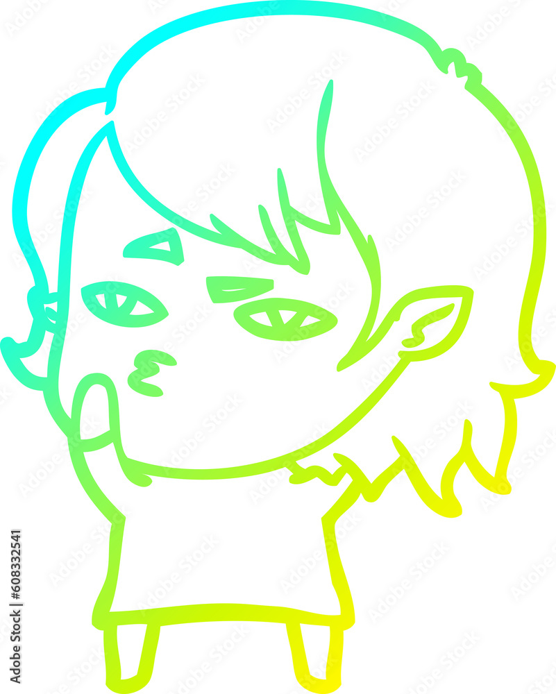 cold gradient line drawing of a cartoon vampire girl cold gradient line drawing of a cartoon vampire girl