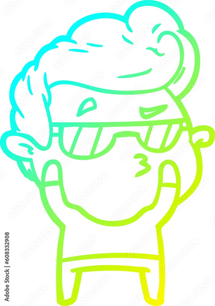 cold gradient line drawing of a cartoon cool guy cold gradient line drawing of a cartoon cool guy