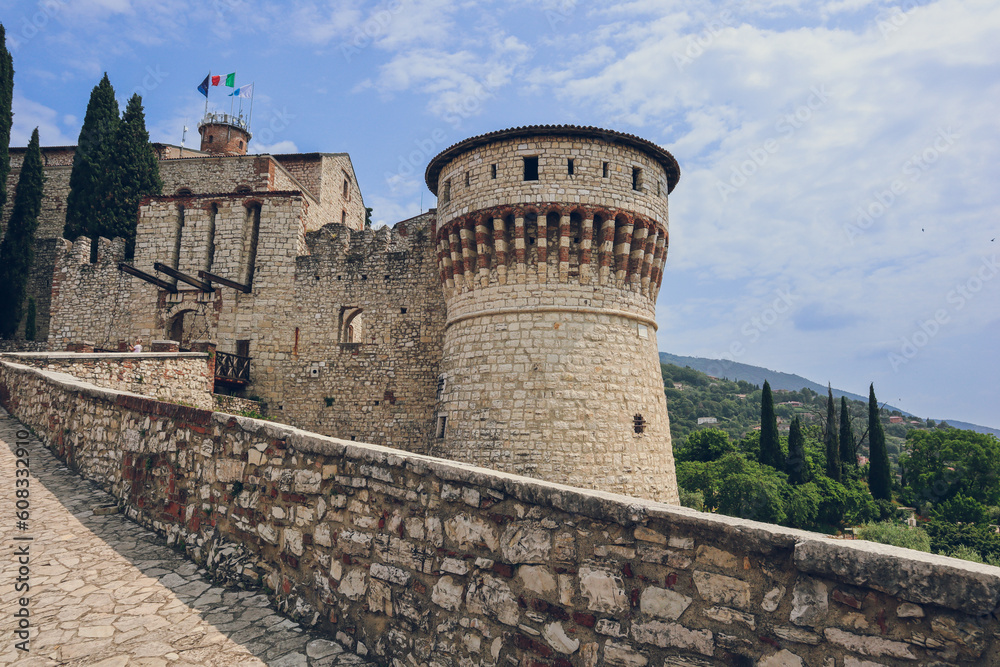 View to Brescia Castle in Brescia, Lombardy, Italy