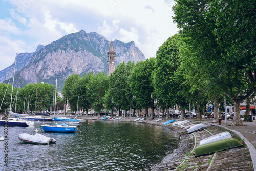 Fototapeta Naklejka Na Ścianę i Meble -  Scenic view of Lake Como and the coastal town of Lecco, Lombardy, Italia. 