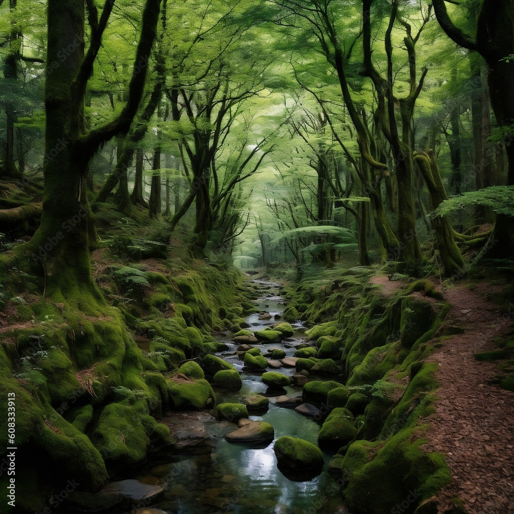Fototapeta premium path in the forest, nature. Generated AI
