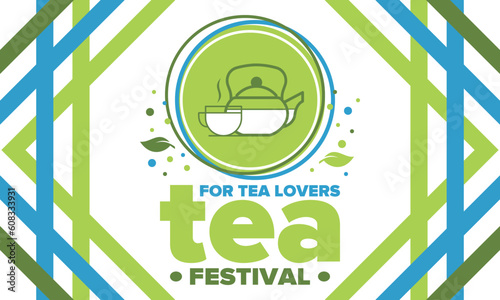 Tea Festival. For tea lovers. Event for professionals in the tea industry. Tea ceremony. Delicious leaf tea. Cafes and restaurants. Trainings for baristas from staff schools. Creative Illustration