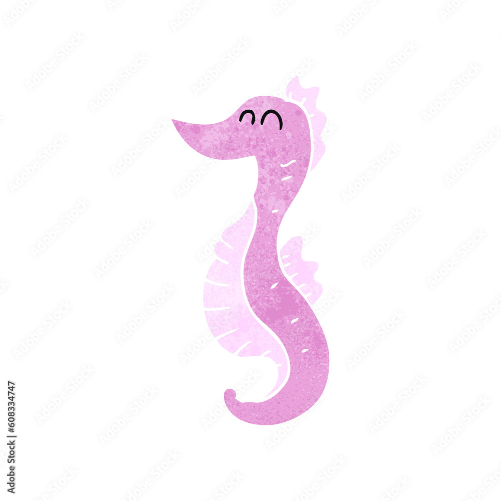 Fototapeta premium freehand retro cartoon seahorse