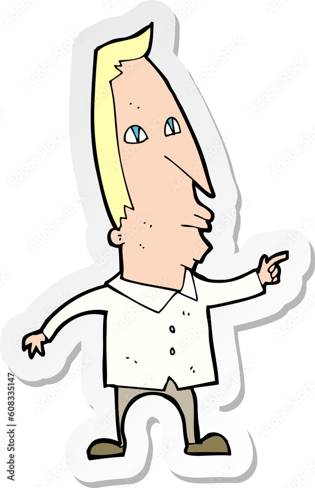 Obraz premium sticker of a cartoon pointing man