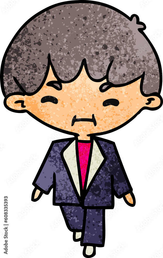textured cartoon illustration kawaii cute man in suit textured cartoon illustration kawaii cute man in suit