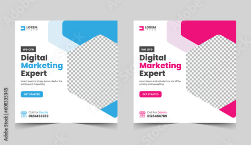 Corporate digital marketing banner for social media post design template