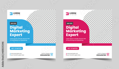 Corporate digital marketing banner for social media post design template
