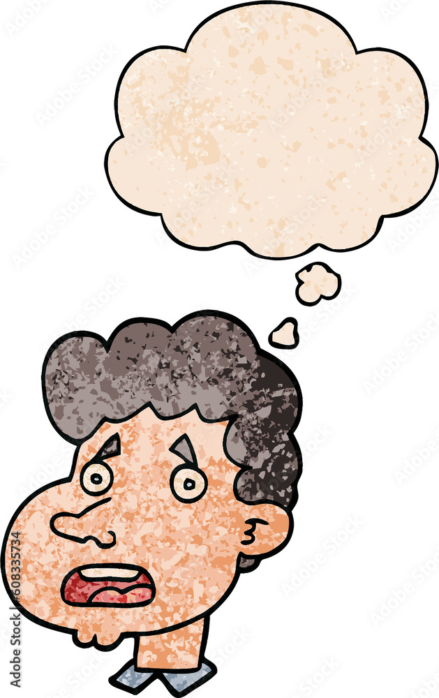 cartoon shocked man with thought bubble in grunge texture style cartoon shocked man with thought bubble in grunge texture style
