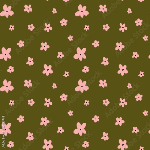 Wallpaper Mural Flower floral pink minimal green pattern sketch  Torontodigital.ca