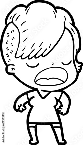 cartoon cool hipster girl talking