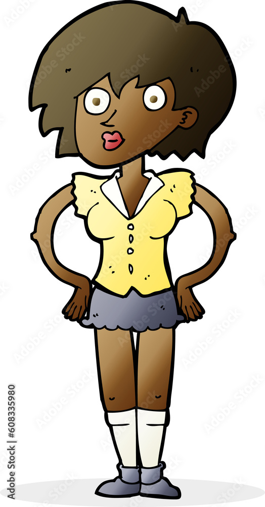 cartoon surprised woman with hands on hips cartoon surprised woman with hands on hips