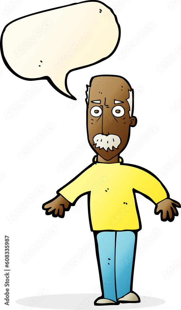 cartoon annoyed old man with speech bubble