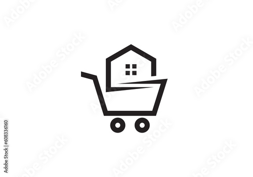 home cart for shop store market logo design