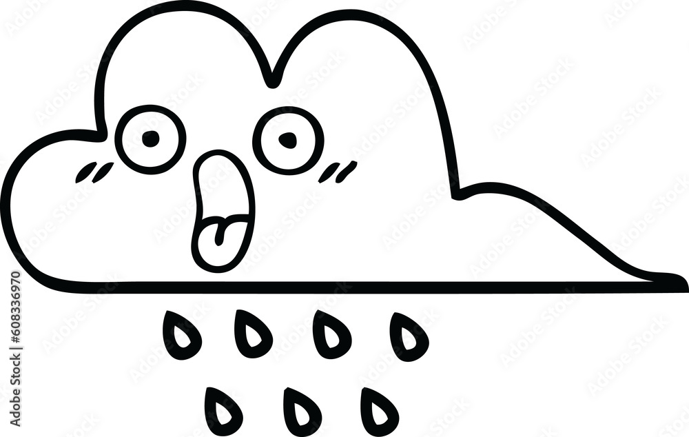 line drawing cartoon of a rain cloud line drawing cartoon of a rain cloud