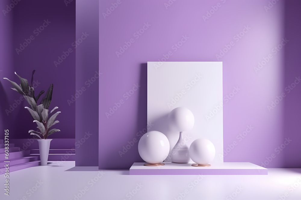 A 3D rendering of a modern, minimalistic wallpaper featuring an empty display stand for mock-ups and product showcases, generative by AI. A 3D rendering of a modern, minimalistic wallpaper featuring an empty display stand for mock-ups and product showcases, generative by AI.