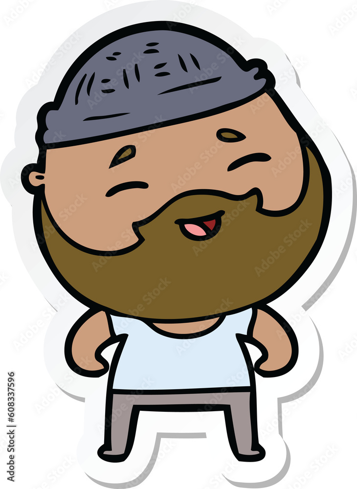 sticker of a cartoon happy bearded man sticker of a cartoon happy bearded man