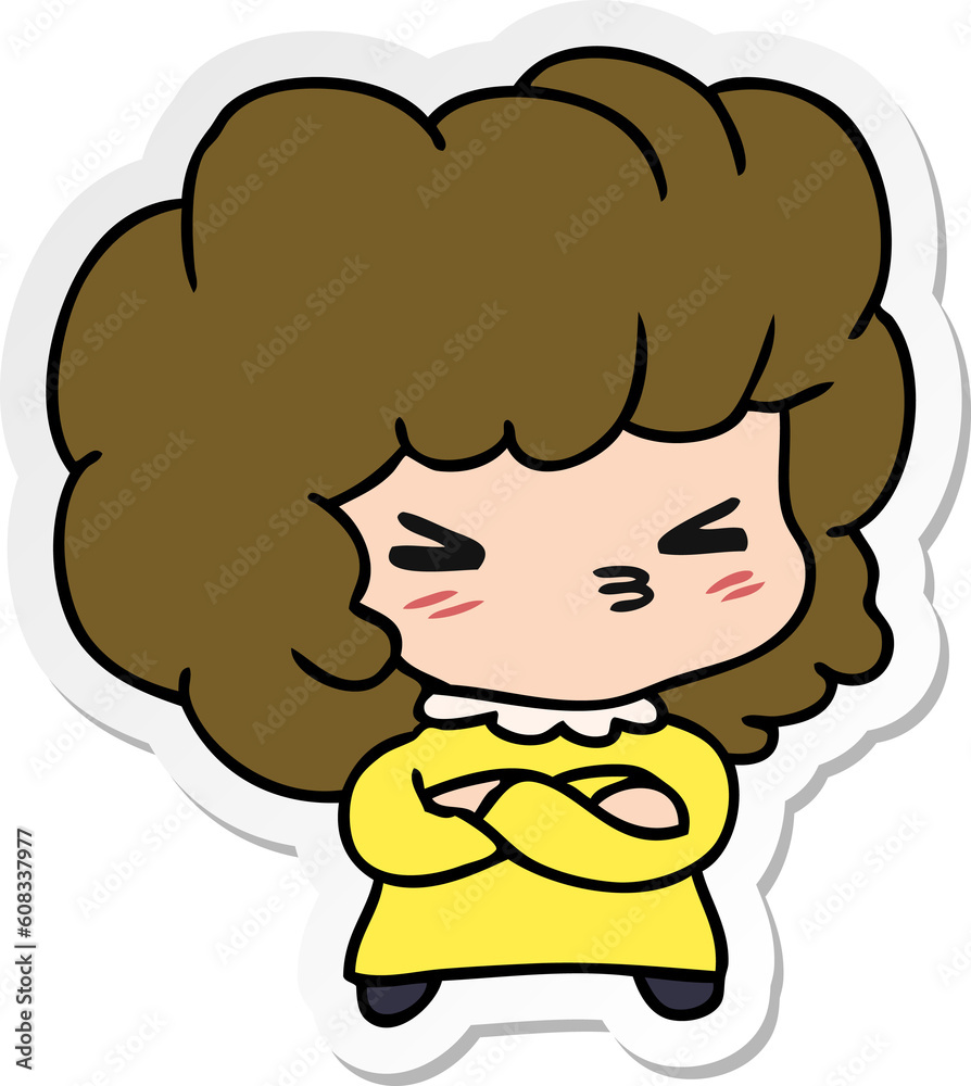 sticker cartoon illustration of a cute cross kawaii girl sticker cartoon illustration of a cute cross kawaii girl