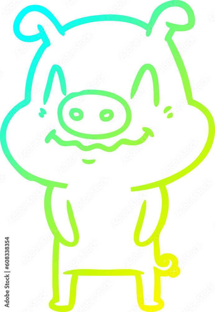cold gradient line drawing of a nervous cartoon pig cold gradient line drawing of a nervous cartoon pig