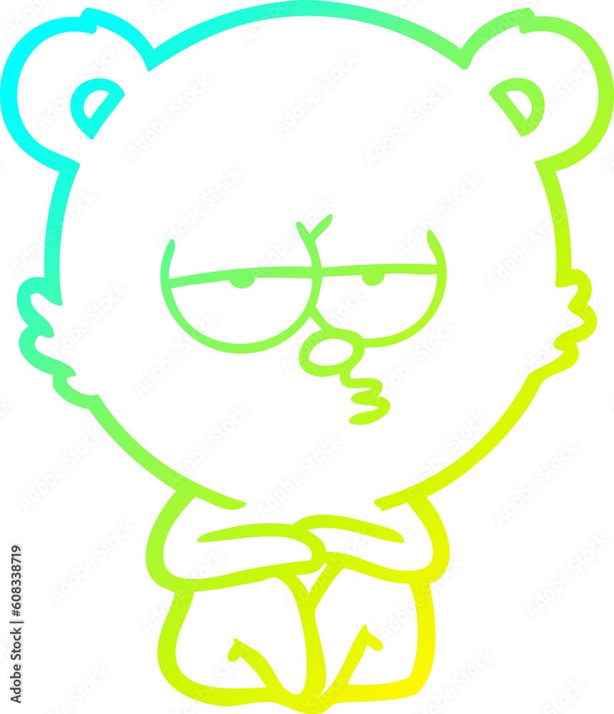 cold gradient line drawing of a bored polar bear sitting cartoon cold gradient line drawing of a bored polar bear sitting cartoon