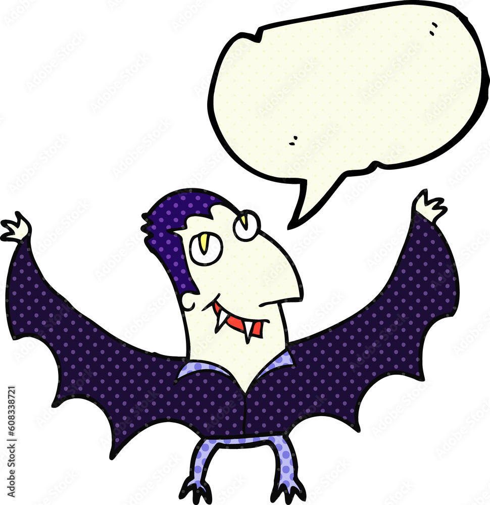 Obraz premium freehand drawn comic book speech bubble cartoon vampire