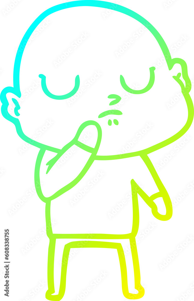 cold gradient line drawing of a cartoon bald man cold gradient line drawing of a cartoon bald man