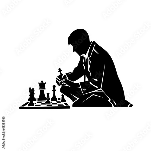chess player silhouette logo vector
