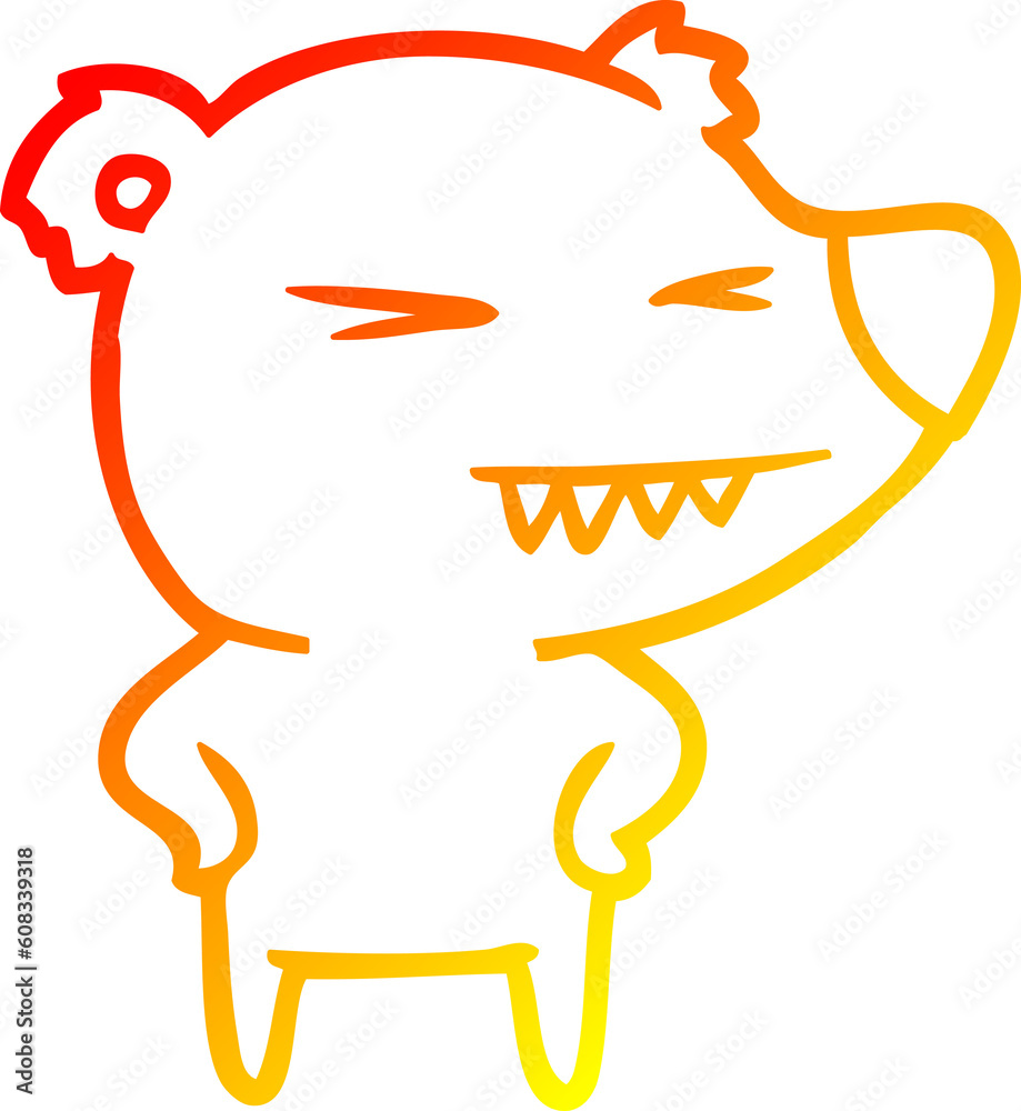 warm gradient line drawing of a angry bear cartoon with hands on hips warm gradient line drawing of a angry bear cartoon with hands on hips