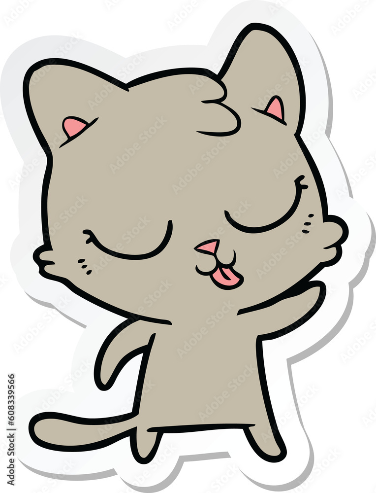 sticker of a cartoon hissing cat sticker of a cartoon hissing cat